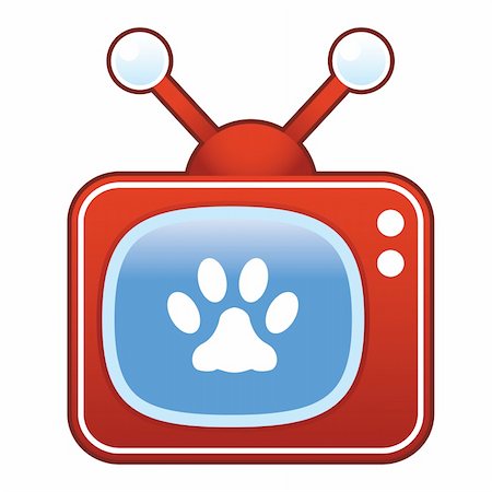 Pet paw print icon on retro television set Stock Photo - Budget Royalty-Free & Subscription, Code: 400-05166952