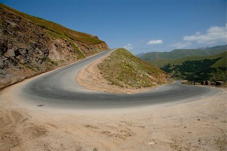 Small mountain route in Armenia. Danger turn Stock Photo - Budget Royalty-Free & Subscription, Code: 400-05167834