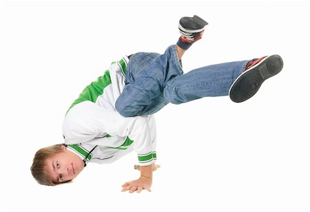 simsearch:6109-08802676,k - young  breakdancer posing. Isolated over white background. Stock Photo - Budget Royalty-Free & Subscription, Code: 400-05168316