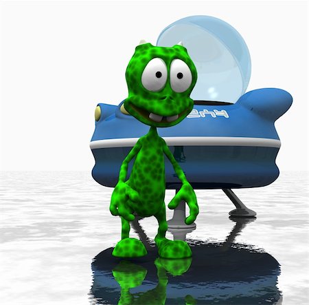 simsearch:400-04302816,k - 3d render of a curious little cartoon alien Stock Photo - Budget Royalty-Free & Subscription, Code: 400-05168477