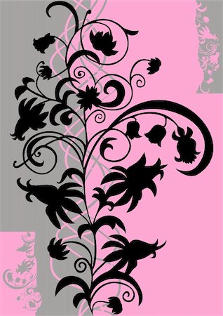 simsearch:400-04752266,k - Illustration of abstract floral ornament in black, pink and grey colors Stock Photo - Budget Royalty-Free & Subscription, Code: 400-05168766