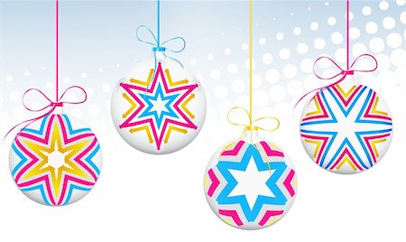 Vector illustration of Holiday card with christmas balls Stock Photo - Budget Royalty-Free & Subscription, Code: 400-05169283