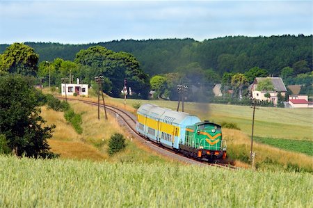 Rural summer landscape with train hauled by the diesel locomotive Stock Photo - Budget Royalty-Free & Subscription, Code: 400-05160828