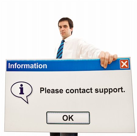 simsearch:400-03933798,k - Friendly businessman holding with computer message box - isolated, wide angle Stock Photo - Budget Royalty-Free & Subscription, Code: 400-05161027