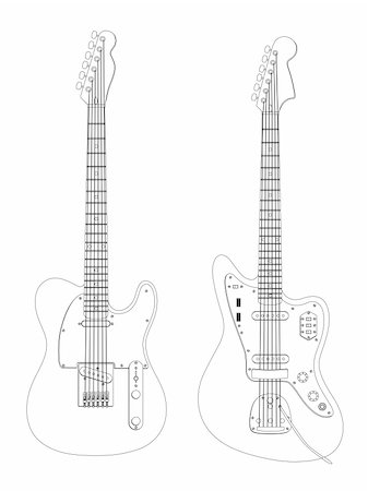 Vector image of the guitars isolated on white. Stock Photo - Budget Royalty-Free & Subscription, Code: 400-05161619
