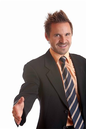 simsearch:400-04434336,k - Businessman holding hand for handshake into camera after corporate deal Stock Photo - Budget Royalty-Free & Subscription, Code: 400-05161881