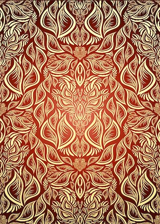 red and gold fabric for curtains - Vector red and golden decorative royal seamless floral ornament Stock Photo - Budget Royalty-Free & Subscription, Code: 400-05162579