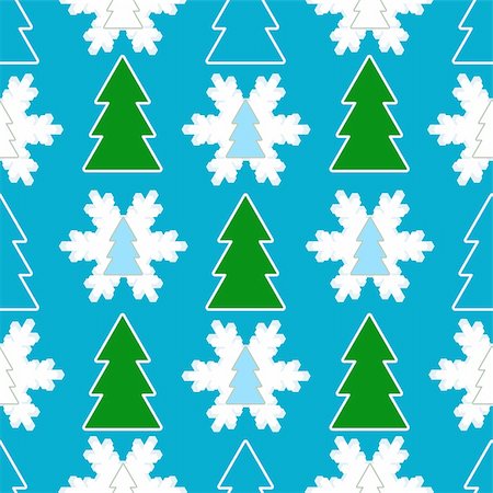simsearch:400-04642641,k - Seamless Christmas Background Fur-tree and snowflake (vector) Foto de stock - Super Valor sin royalties y Suscripción, Código: 400-05163922