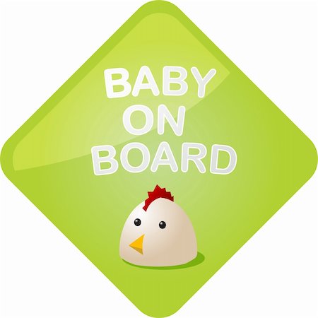 diamond head - Baby on board sticker with chicken, sign illustration Stock Photo - Budget Royalty-Free & Subscription, Code: 400-05175687