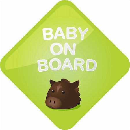 Baby on board sticker with horse, sign illustration Stock Photo - Budget Royalty-Free & Subscription, Code: 400-05175691