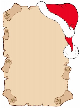 simsearch:400-04258210,k - Parchment with Christmas hat - vector illustration. Stock Photo - Budget Royalty-Free & Subscription, Code: 400-05176277