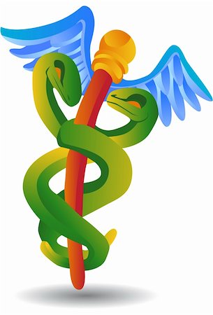 Caduceus Medical Symbol - cartoon style. Stock Photo - Budget Royalty-Free & Subscription, Code: 400-05176969