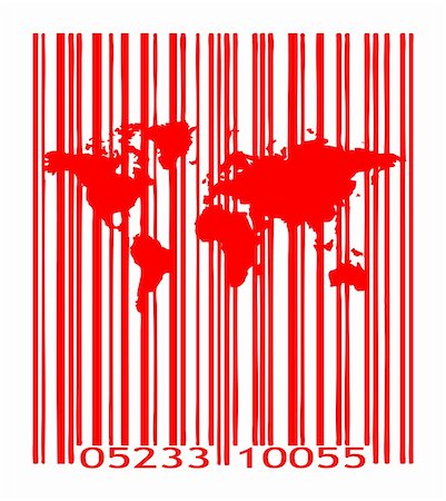 world map with bar-code illustration Stock Photo - Budget Royalty-Free & Subscription, Code: 400-05177398