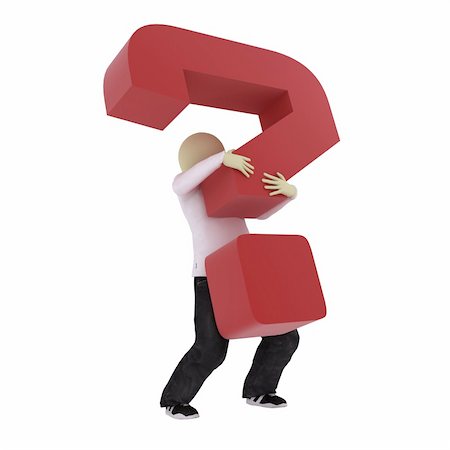 query - Man carry big red question mark Stock Photo - Budget Royalty-Free & Subscription, Code: 400-05177445