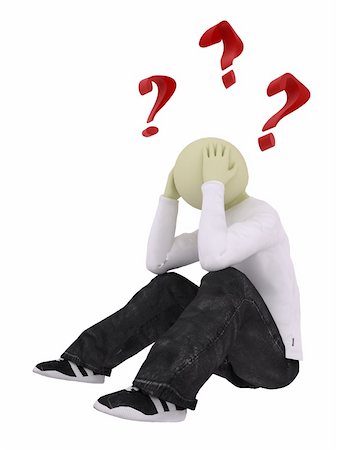 query - Troubling man sit on floor with three question mark above his head Stock Photo - Budget Royalty-Free & Subscription, Code: 400-05177452