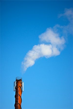 simsearch:400-07171274,k - Smokee from a chimney against clear blue sky Stock Photo - Budget Royalty-Free & Subscription, Code: 400-05178943