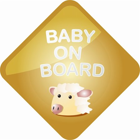 diamond head - Baby on board sticker with sheep, sign illustration Stock Photo - Budget Royalty-Free & Subscription, Code: 400-05170725