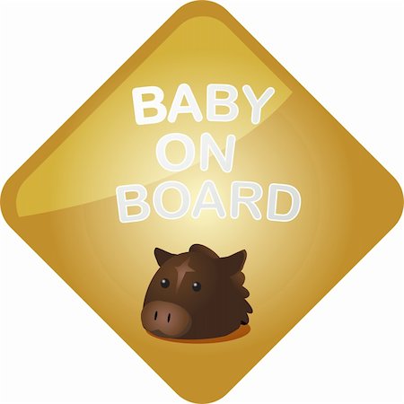Baby on board sticker with horse, sign illustration Stock Photo - Budget Royalty-Free & Subscription, Code: 400-05170723