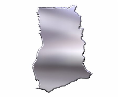 simsearch:400-05172499,k - Ghana 3d silver map isolated in white Stock Photo - Budget Royalty-Free & Subscription, Code: 400-05172446