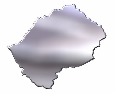 simsearch:400-05172499,k - Lesotho 3d silver map isolated in white Stock Photo - Budget Royalty-Free & Subscription, Code: 400-05172482