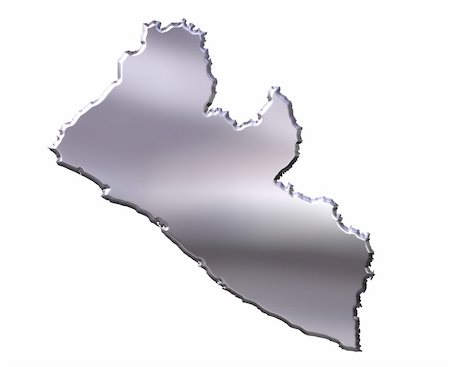 simsearch:400-05172499,k - Liberia 3d silver map isolated in white Stock Photo - Budget Royalty-Free & Subscription, Code: 400-05172483