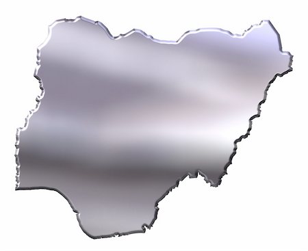 simsearch:400-05172499,k - Nigeria 3d silver map isolated in white Stock Photo - Budget Royalty-Free & Subscription, Code: 400-05172509