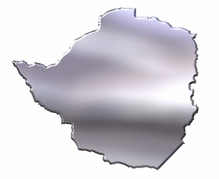 simsearch:400-05172499,k - Zimbabwe 3d silver map isolated in white Stock Photo - Budget Royalty-Free & Subscription, Code: 400-05172525