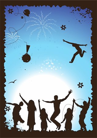 silhouette of firework - Funny party, holiday, vector illustration for your design Stock Photo - Budget Royalty-Free & Subscription, Code: 400-05173510