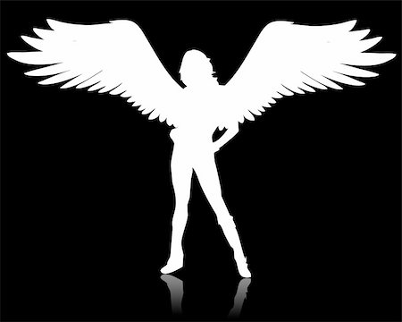 Illustration of a white angel on a black background Photographie de stock - Aubaine LD & Abonnement, Code: 400-05184193