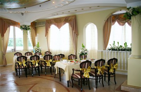 decoration for graduation - Elegant tables and chairs set up for a wedding banquet Stock Photo - Budget Royalty-Free & Subscription, Code: 400-05184212