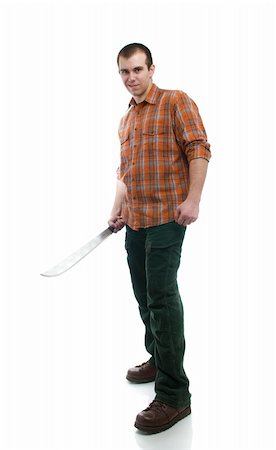 young man with machete isolated on white Stock Photo - Budget Royalty-Free & Subscription, Code: 400-05184284