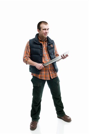 young man with machete isolated on white Stock Photo - Budget Royalty-Free & Subscription, Code: 400-05184289