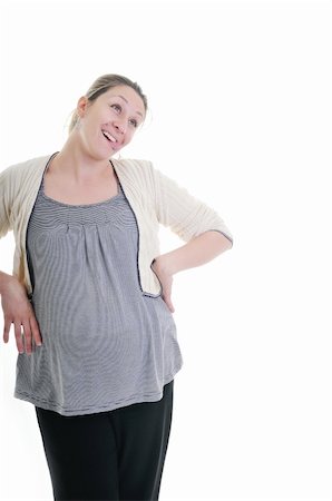 one happy pregnant woman smile isolated on white in studio Stock Photo - Budget Royalty-Free & Subscription, Code: 400-05185374