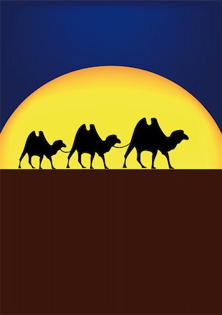 simsearch:400-05670979,k - nice illustration of camels on desert in night Foto de stock - Super Valor sin royalties y Suscripción, Código: 400-05186169