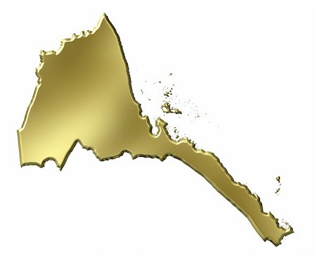 simsearch:400-05172499,k - Eritrea 3d golden map isolated in white Stock Photo - Budget Royalty-Free & Subscription, Code: 400-05180406
