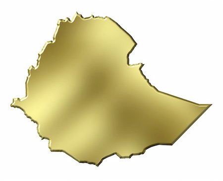 simsearch:400-05172499,k - Ethiopia 3d golden map isolated in white Stock Photo - Budget Royalty-Free & Subscription, Code: 400-05180408