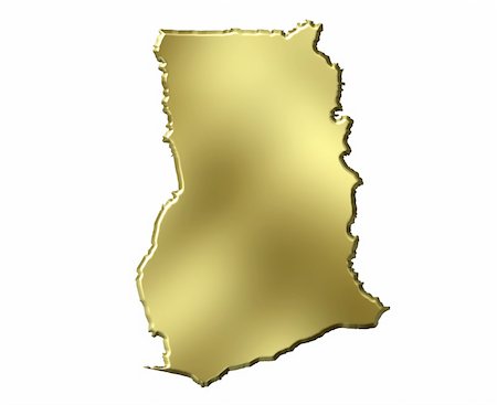 simsearch:400-05172499,k - Ghana 3d golden map isolated in white Stock Photo - Budget Royalty-Free & Subscription, Code: 400-05180416