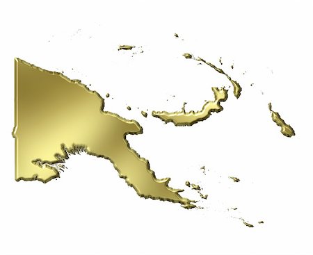 simsearch:400-05172499,k - Papua New Guinea 3d golden map isolated in white Stock Photo - Budget Royalty-Free & Subscription, Code: 400-05180486