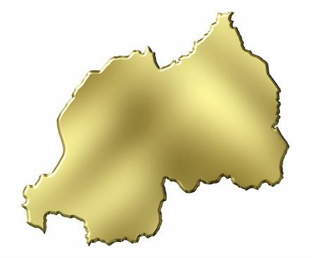 simsearch:400-05172499,k - Rwanda 3d golden map isolated in white Stock Photo - Budget Royalty-Free & Subscription, Code: 400-05180497