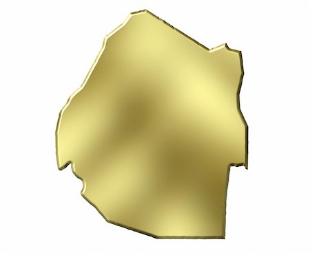 simsearch:400-05172499,k - Swaziland 3d golden map isolated in white Stock Photo - Budget Royalty-Free & Subscription, Code: 400-05180519