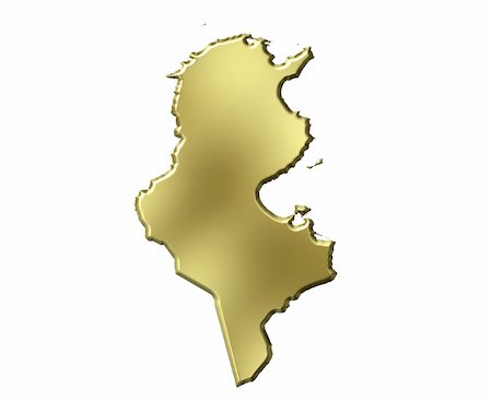 simsearch:400-05172499,k - Tunisia 3d golden map isolated in white Stock Photo - Budget Royalty-Free & Subscription, Code: 400-05180529