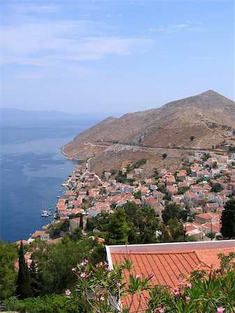 simsearch:400-04793526,k - Aerial view of Greek city. sea and mountain in island of Symi Stock Photo - Budget Royalty-Free & Subscription, Code: 400-05180858