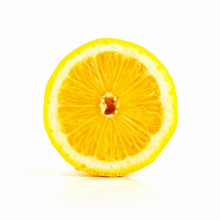simsearch:400-06513460,k - Fresh half of lemon isolated on white background facing towards the camera Stock Photo - Budget Royalty-Free & Subscription, Code: 400-05181670