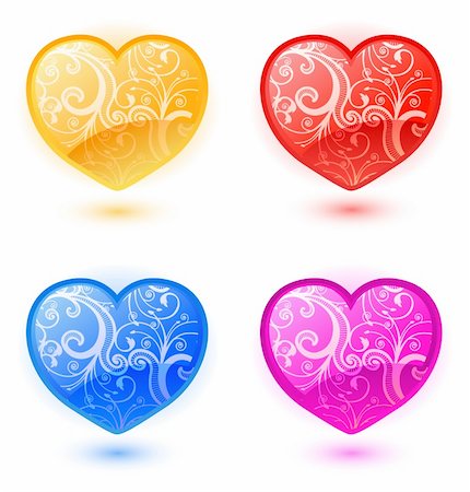 simsearch:400-05891430,k - Set of vector colorful floral hearts for Valentine?s Day Stock Photo - Budget Royalty-Free & Subscription, Code: 400-05194144