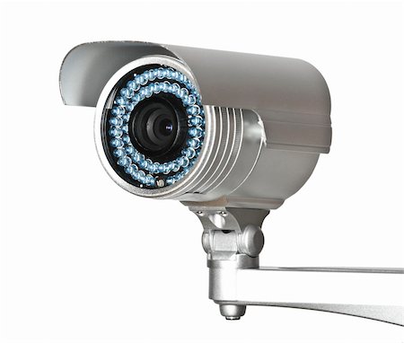 fine image of classic cctv infrared security camera isolated on white Stock Photo - Budget Royalty-Free & Subscription, Code: 400-05194967