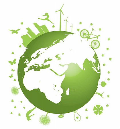 Green Earth concept vector illustration on white Stock Photo - Budget Royalty-Free & Subscription, Code: 400-05195259