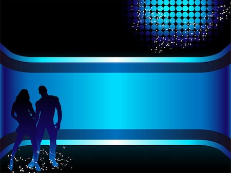 simsearch:400-04644405,k - Beautiful couple silhouette with grunge background. Editable Vector Illustration Stock Photo - Budget Royalty-Free & Subscription, Code: 400-05195772