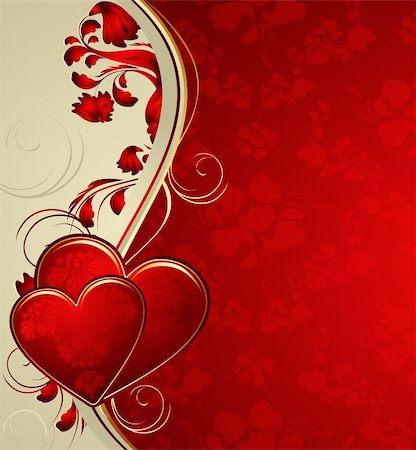 red and gold fabric for curtains - Red valentines background with hearts and ornament Stock Photo - Budget Royalty-Free & Subscription, Code: 400-05196258