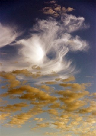 simsearch:400-07661289,k - Blue sky with white and yellow clouds Stock Photo - Budget Royalty-Free & Subscription, Code: 400-05196343