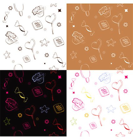 simsearch:400-04350016,k - Four seamless pattern with candies, Stock Photo - Budget Royalty-Free & Subscription, Code: 400-05196433